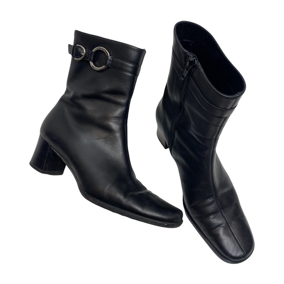 Coach Irina Black Leather Block Heel Bootie 6.5 - Picture 1 of 10